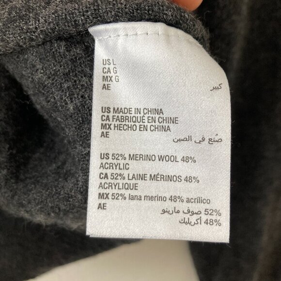 Club Room Merino Wool Blend Sweater Gray Crewneck Minimalist Essential Classic L - Picture 8 of 9